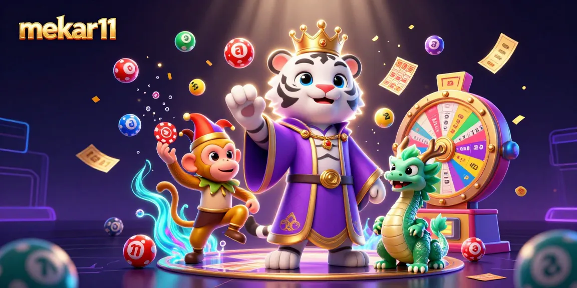 Engaging scene showcasing mekar11 with vibrant casino elements, featuring a majestic tiger and playful monkey