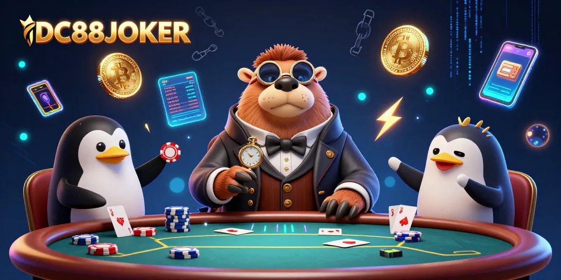 Experience thrilling poker action with IDC88JOKER's vibrant 3D walrus and friends bluffing at the table.