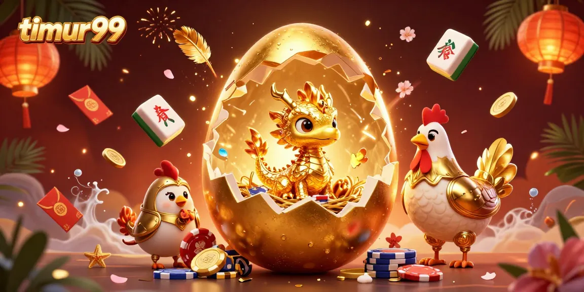 Experience thrilling online gaming with timur99, showcasing a dragon on poker chips amidst festive decorations.