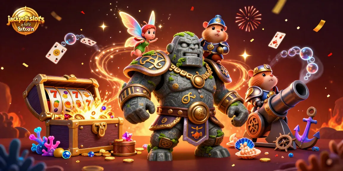 Win big with jackpot slots for bitcoin in this magical casino adventure scene.