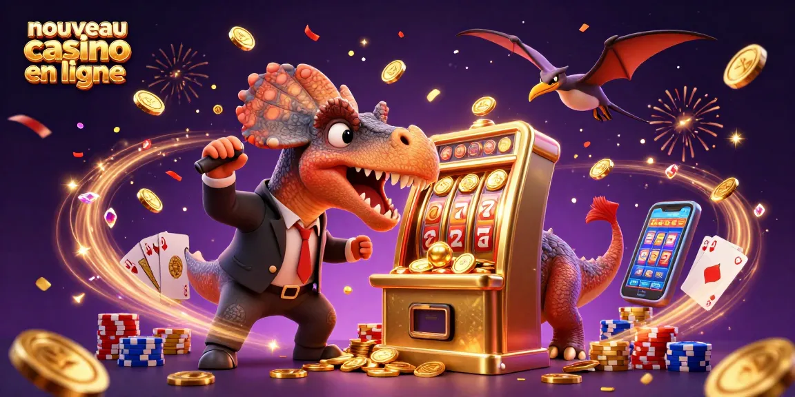 Machine à sous gagnante dans un nouveau casino en ligne avec des dinosaures en pleine action