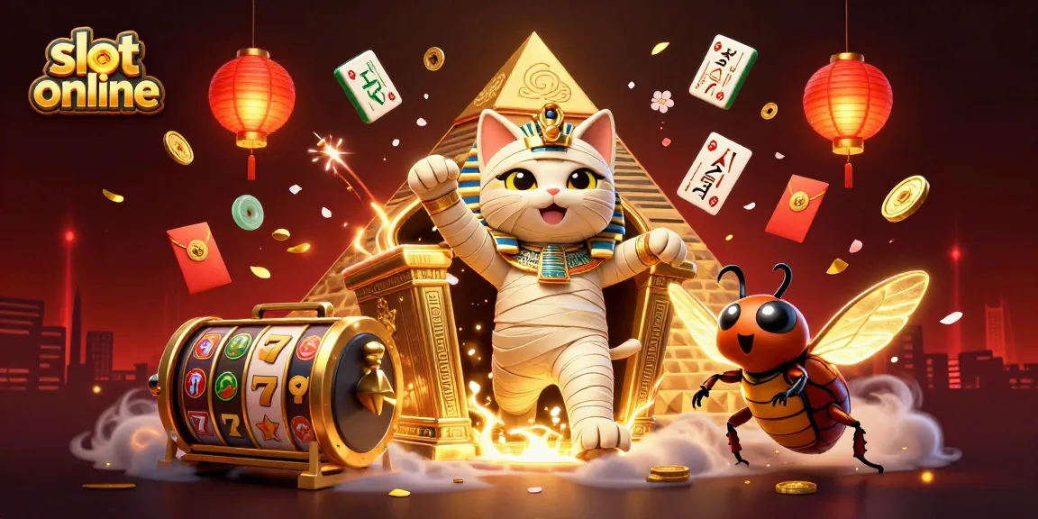 Spin the slot online reels with vibrant characters and exciting casino elements in this thrilling illustration.
