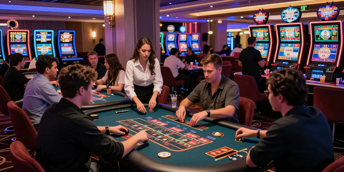 Thrilling gameplay at MBM娛樂 online casino featuring vibrant neon lights and interactive gaming tables.