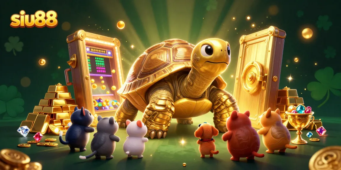 Experience siu88's thrilling casino games with a vibrant illustrative scene featuring playful characters.