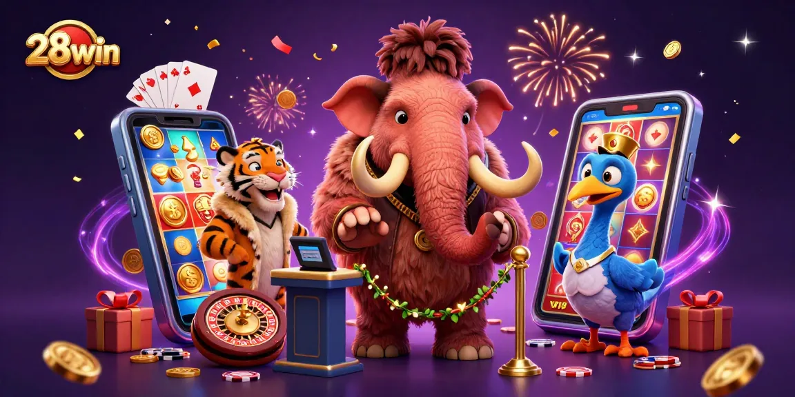 Experience thrilling gameplay at 28win with a vibrant 3D casino scene featuring exciting elements and characters.