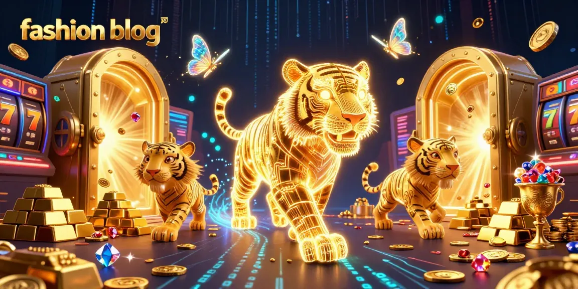 Engage with an immersive fashion blog depiction featuring vibrant casino elements and neon tiger energy.
