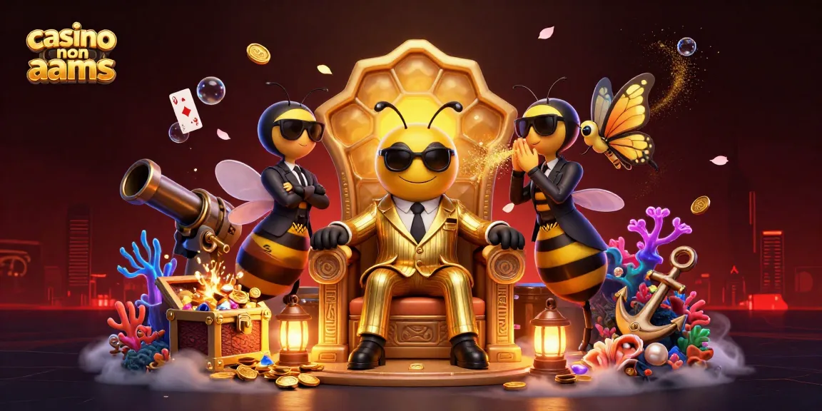 Immagine di un boss api in un casino non AAMS, circondato da statue e tesori sottomarini.