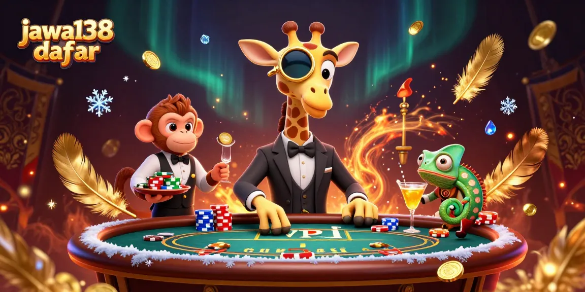 Play poker with style at jawa138 daftar with a high-roller giraffe and colorful characters.