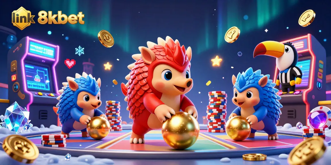 Experience thrilling gameplay at link 8xbet, where vibrant cartoon pangolins roll through poker chips in a dynamic casino setting.